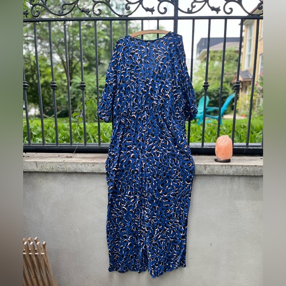 Eloquii Elements Blue Animal Print Jumpsuit Size 20 - Picture 3 of 6